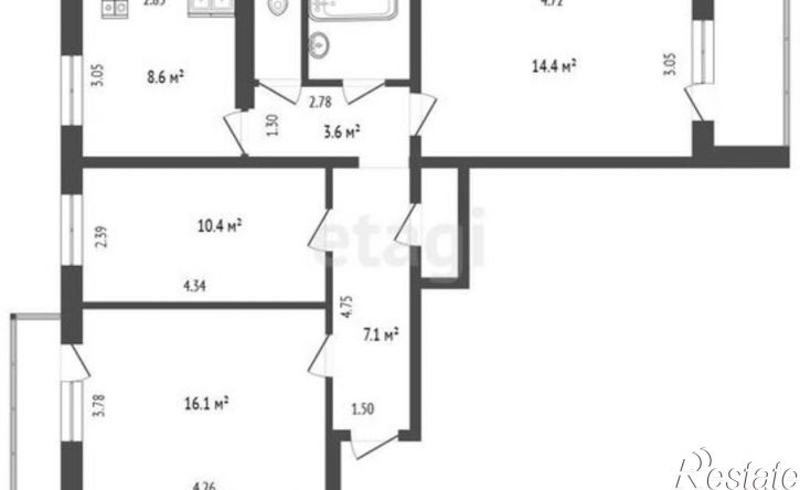 3-комн квартира улица Машиностроителей, 5,  д. 5