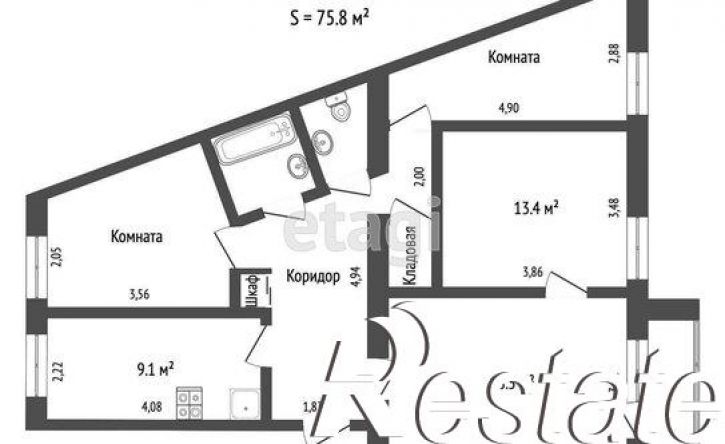 4-комн квартира Интернациональная улица, 57,  д. 57